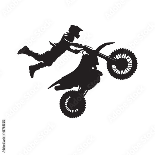 Motocross Dirt Bike Rider Stunt Silhouette