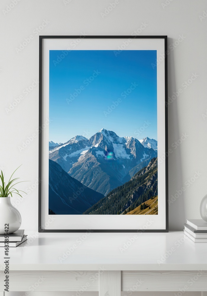 Fototapeta premium Painting frame mockup mountain view