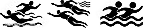 Monochrome Swimmers in Aquatic Competition Graphics for Sports Illustration with Synchronized Swimming and Swimming Activities Logo Design