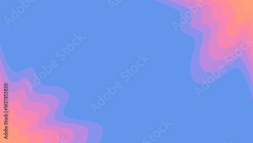 A vibrant, modern abstract background featuring smooth, flowing waves of soft pink, orange, and purple against a calming blue, ideal for digital art.