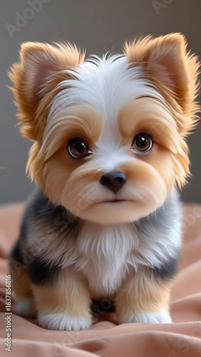adorable puppy with fluffy fur and big brown eyes