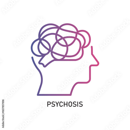 Psychosis Outline Illustration,Outline style icon of psychosis for mental health, wellness, education, and awareness designs