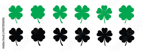 Cloverleaf Icon Silhouette Vector Set on White Background