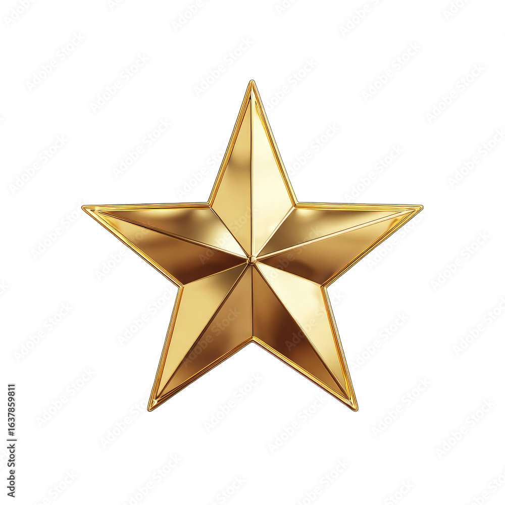 Obraz premium Gold star, 3D rendered, five points, shining