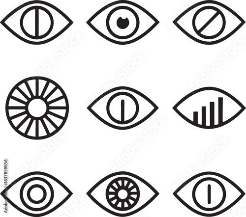 Conceptual eye icons for vision and data