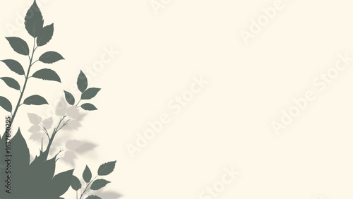 Nature-Inspired Background With Green Leaves Open Space. Minimalistic Leaf Design Background.