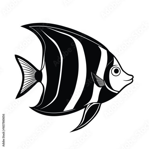 elegant rusty angelfish vector illustration on white background 