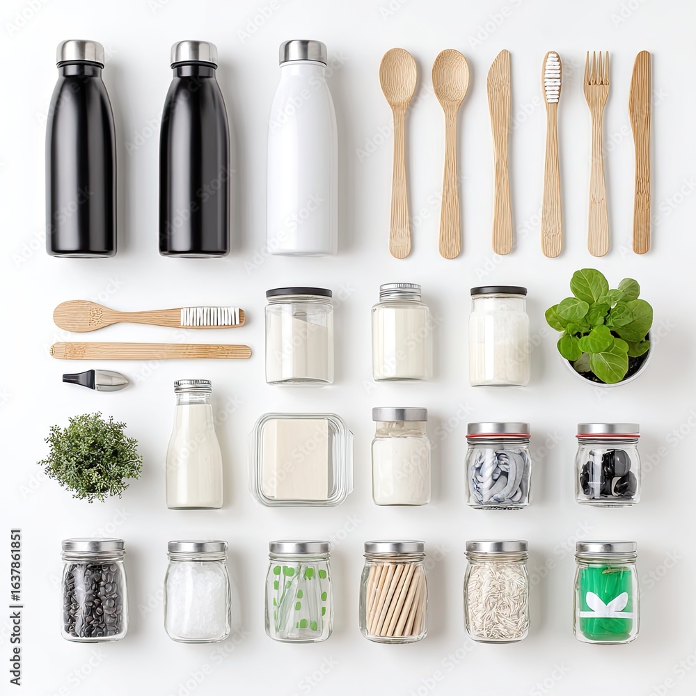 Obraz premium Eco-friendly kitchen and personal care items laid out
