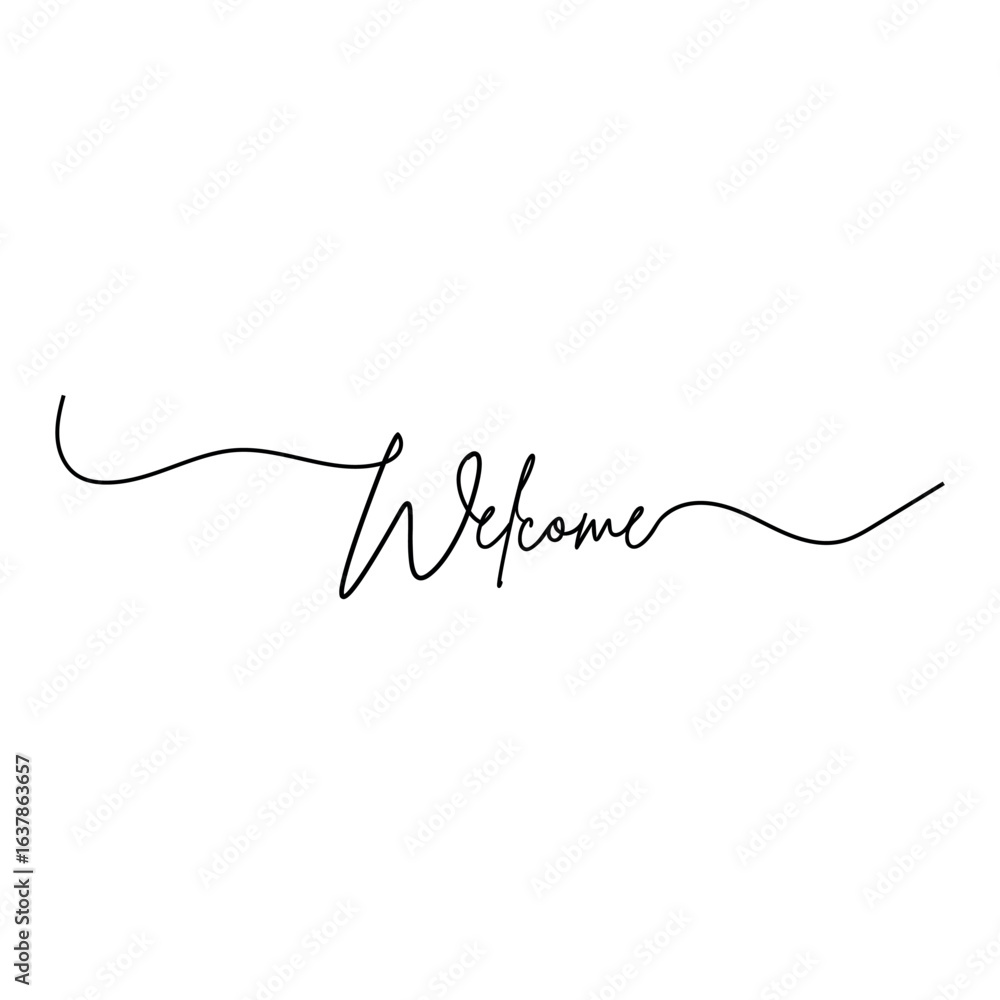 Obraz premium Vector art of welcome word in black calligraphy, isolated on white background