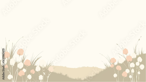Colorful Flowers in Soft Pastel Colors. Illustration of a Serene Meadow with Colorful Flowers.
