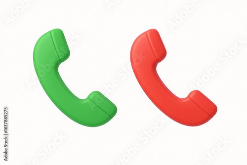 3D Rendered Green and Red Phone Icons for Contact Information