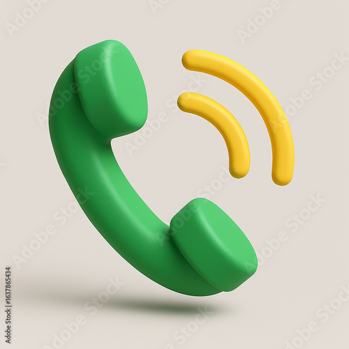 Vibrant 3D Call Icon with Yellow Incoming Signal