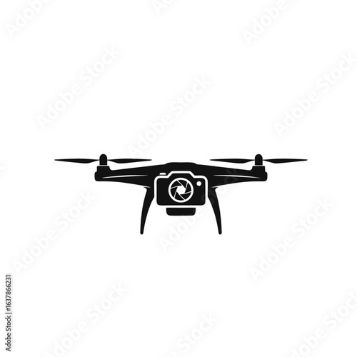 Camera Drone Logo, Black Drone Logo With Integrated Photography Icon