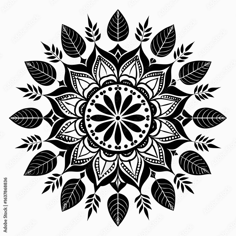 Fototapeta premium Sunleaf Mandala Set vector clean black silhouette design white background