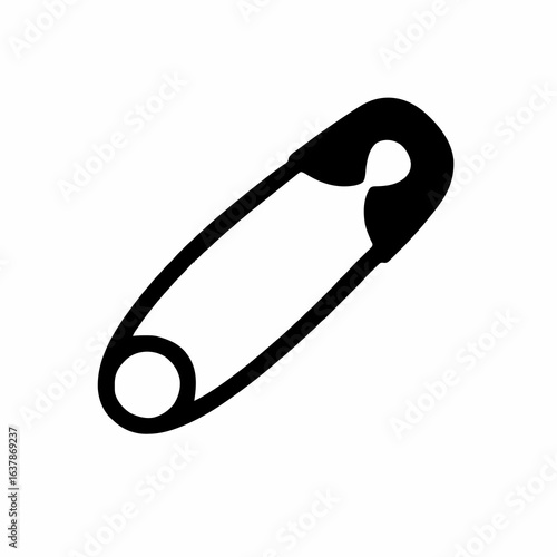 Safety Pin Silhouette Vector – Black Clipart of Open and Closed Pin on White Background for Sewing, Fashion, and Craft Design Concepts
