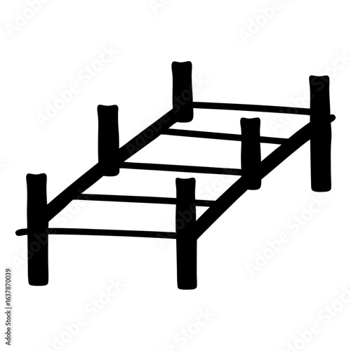 Find black wooden bed frame furniture illustration for bedroom interior design ideas online now