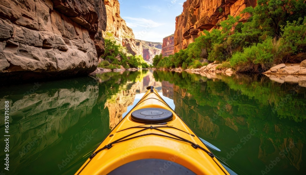 Fototapeta premium Kayaking Through Scenic Canyon River
