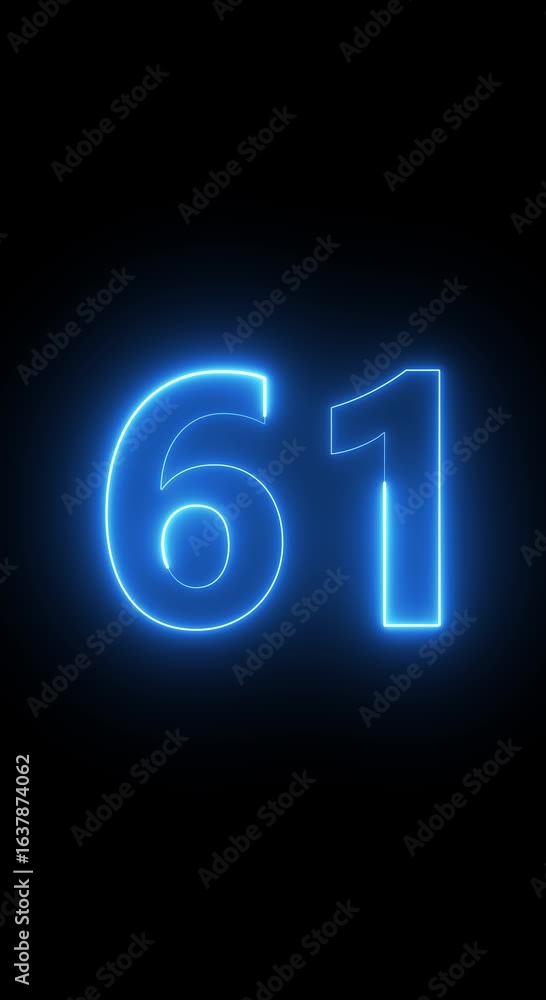 glowing cyan color neon 61 text, Educational concept ,neon 61 number, promote advertising concept isolate using QuickTime black background 4k animation glowing cyan color neon 61 text, Educational concept ,neon 61 number, promote advertising concept isolate using QuickTime black background 4k animation