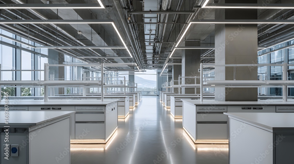 Obraz premium Modern laboratory interior with bright, spacious design.