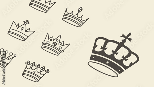 Assorted Crown Illustrations Royal Headwear Designs in a Pattern.