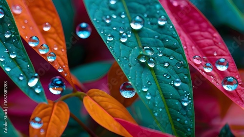 dew drops on a red flower