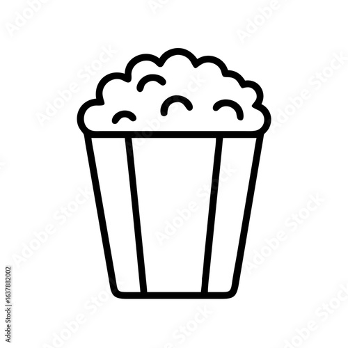 Illustration of popcorn in a striped container  