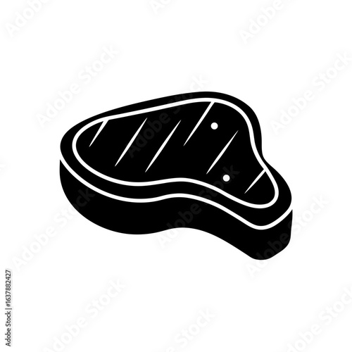 Isolated steak icon on transparent background silhouette