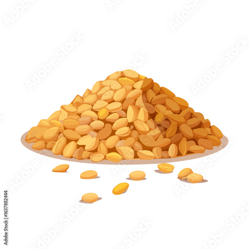Pile of grains on plate golden color food ingredient harvest agriculture isolated