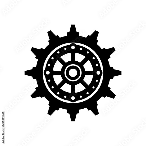 Detailed sprocket art on transparent background silhouette