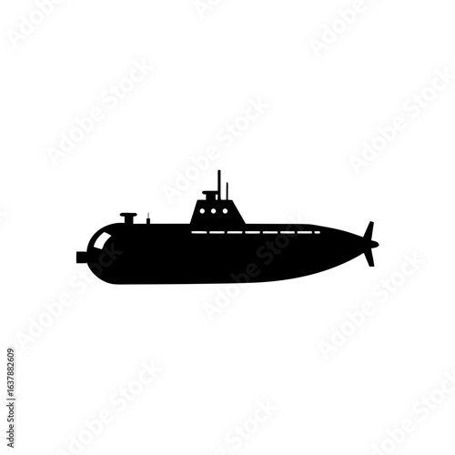 Silhouette of a sub on transparent background