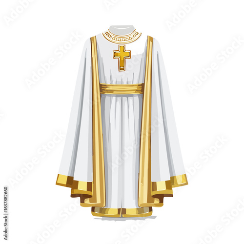 Christian Vestment Illustration featuring Gold Accents and Religious Cross