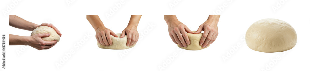Kneading dough for homemade bread kitchen step-by-step guide warm environment culinary art. Cut out PNG set Kneading dough for homemade bread kitchen step-by-step guide warm environment culinary art. Cut out PNG set