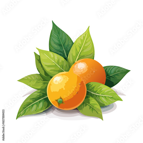 Ripe tangerines with vibrant green foliage vector illustration evokes freshness and healthy eating seasonal harvest