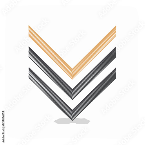 Geometric V shape arrangement with tan and gray lines modern design pattern