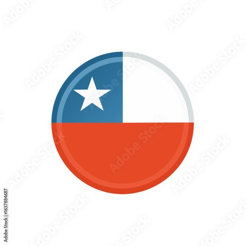 Free Download Chilean Flag Button Icon Circular Emblem Symbol of Chile National Identity and Patriotism - GFXLoad