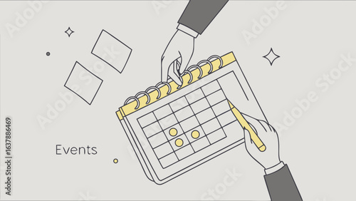 Hands Marking Dates on a Calendar with a Pen for Events.