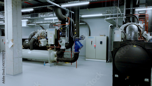 Canvas Print Industrial cooling system operating in modern building