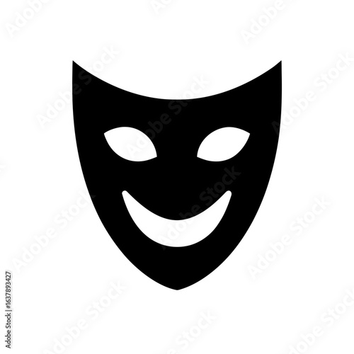 A simple happy mask on transparent background silhouette