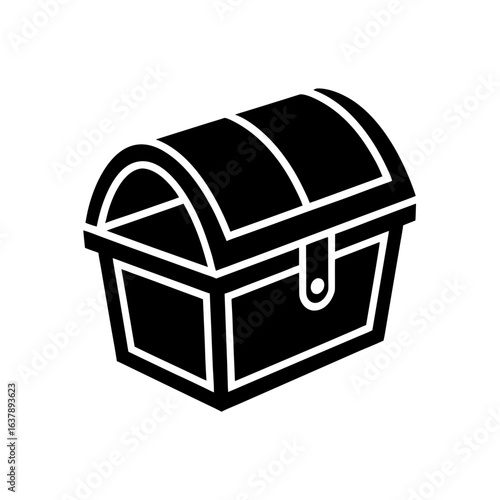 Isolated treasure chest on transparent background silhouette