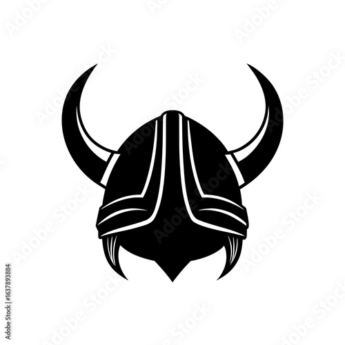 Helmet with two horns on transparent background silhouette