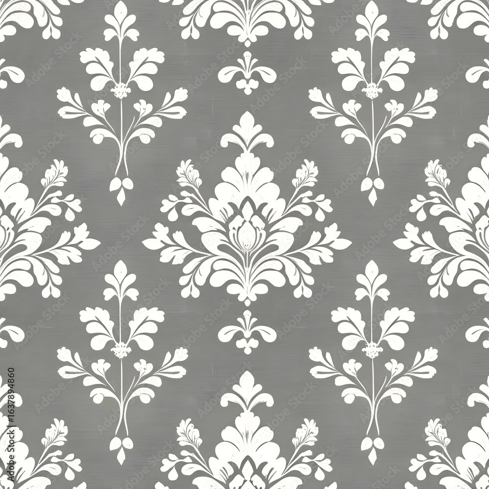 Elegant Damask Grey and White Floral Design 4k , Generative AI Elegant Damask Grey and White Floral Design 4k , Generative AI