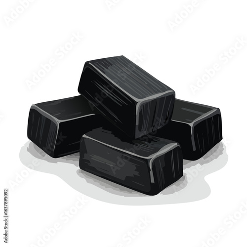 Stacked black licorice candies food illustration treats confectionery confection vector dessert sweet snack sugar