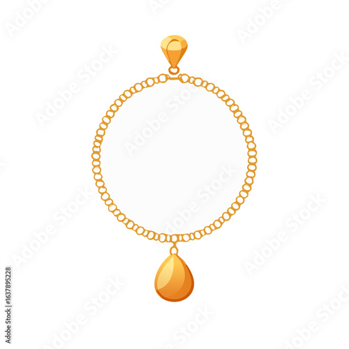 Luxury Golden Pearl Necklace Frame Pendant Golden Jewel Fashion Accessory Template