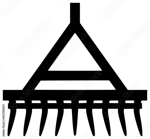 Harrow agriculture tool in a field with tractor for soil preparation and crop management equipment