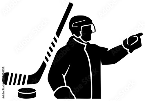 Hockey player scores goal with hockey puck flying through air and goalie making save