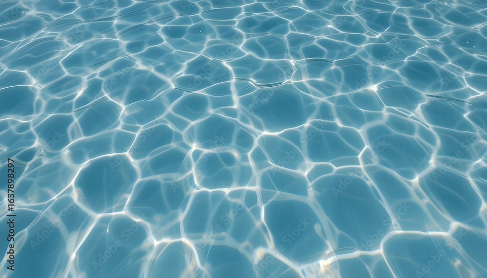 Fototapeta premium Ultra-clear swimming pool water surface, sunlight patterns visible at the bottom
