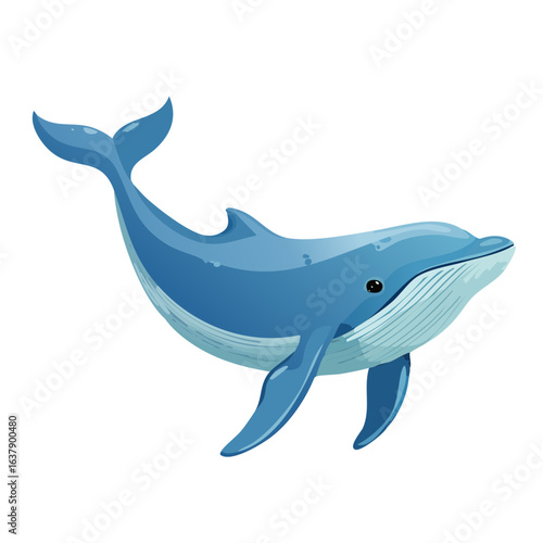 Cartoon blue whale swimming illustration wildlife marine animal ocean creature graphic design element aquatic life mammal sea fauna nature