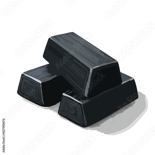 Stacked dark ingots concept illustration charcoal gray metal bars finance precious metals business wealth