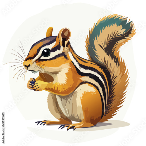 Cartoon chipmunk eating seed illustration Wildlife animal character art