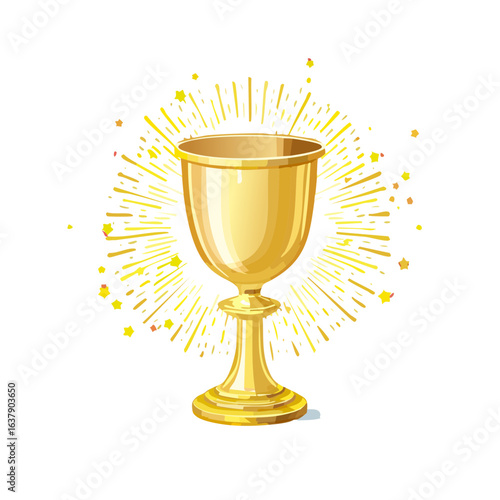 Golden Chalice with Radiant Burst Shining Trophy Icon Achievement Celebration Success and Victory Illustration
